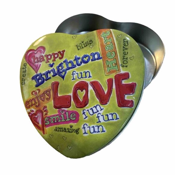 Brighton Heart Shaped Tin Jewelry Keepsake Gift Box Collectible Metal Container - Picture 7 of 7